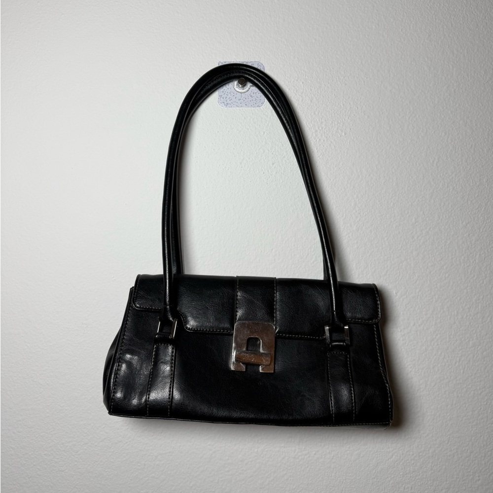 Vintage Black Leather Shoulder Bag